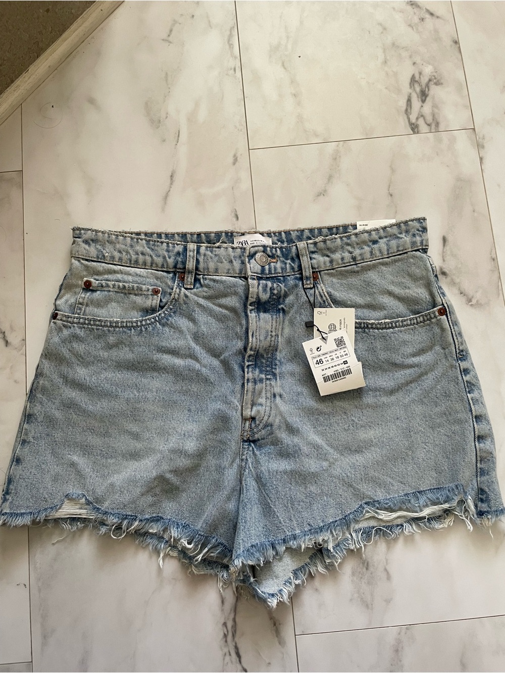 Zara Light Wash Distressed Denim Cutoff Shorts